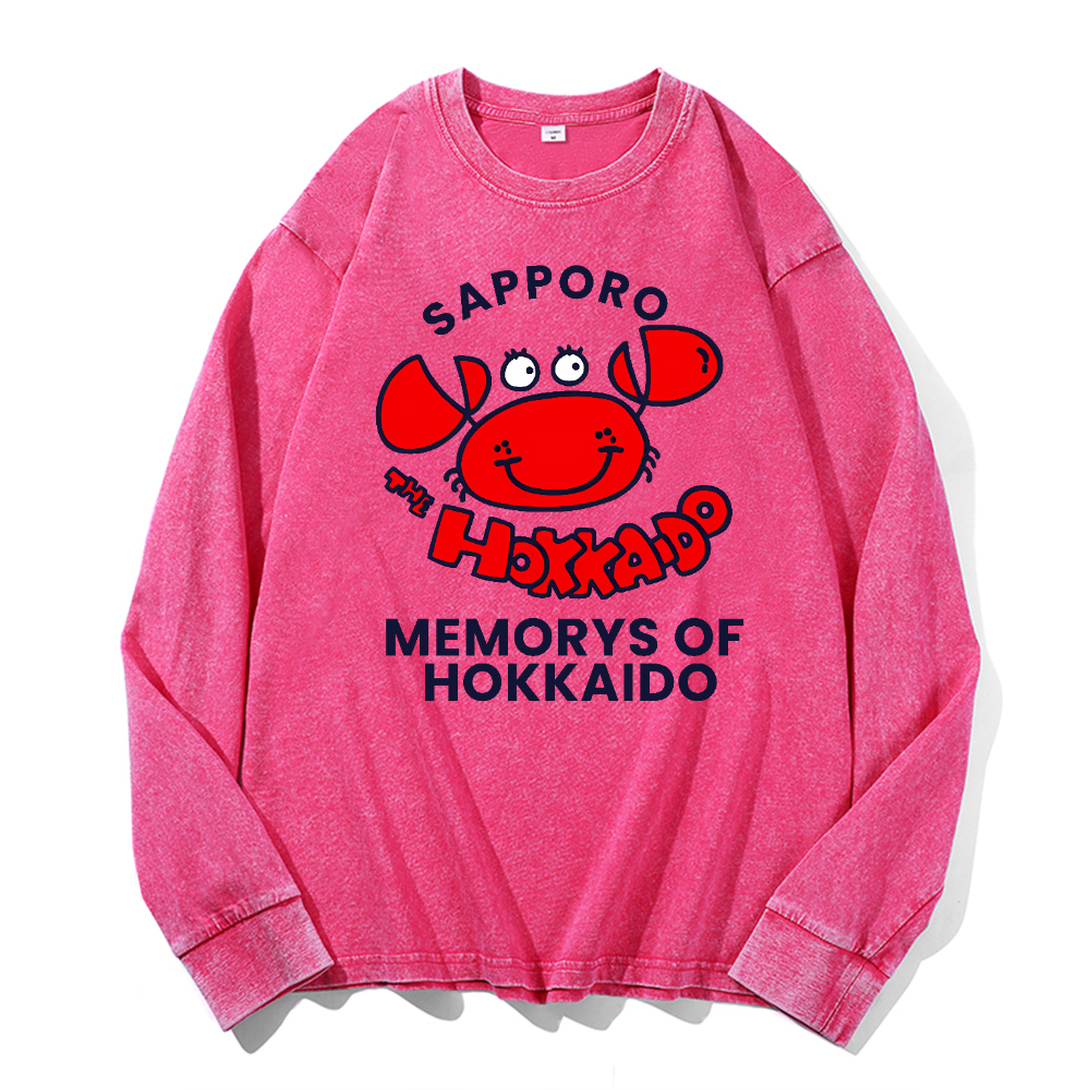 Sapporo Vintage Cotton Wash Crewneck Long-Sleeve T-Shirt