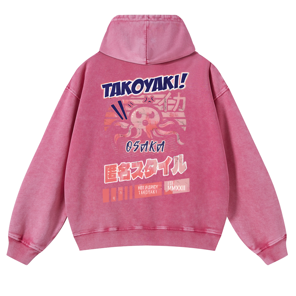 Octopus Takoyaki Vintage Washed Cotton Back Art Hoodie