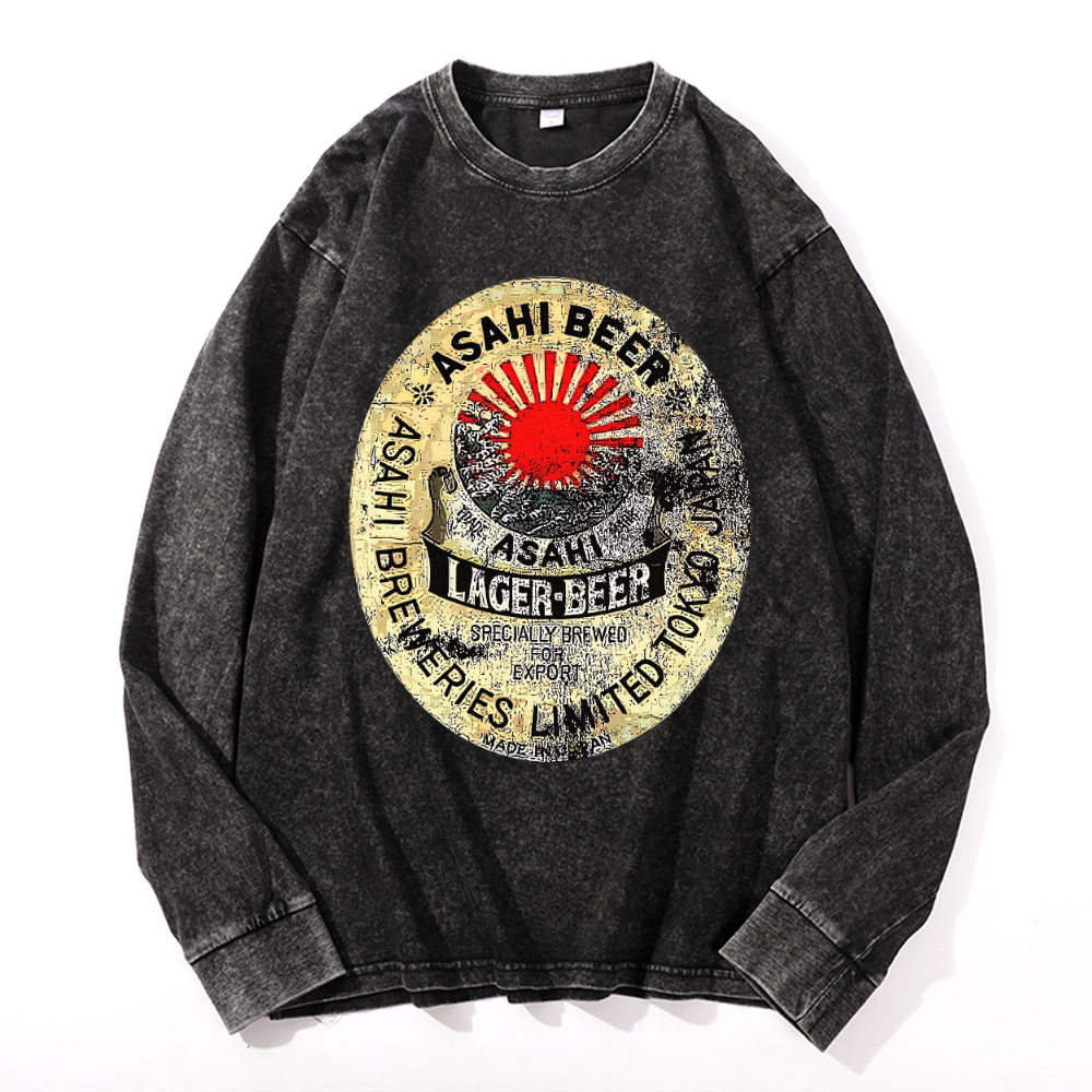 Vintage Cotton Wash Crewneck Long-Sleeve T-Shirt