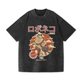 Cat Robot Vintage Wash Japanese Design T-Shirt