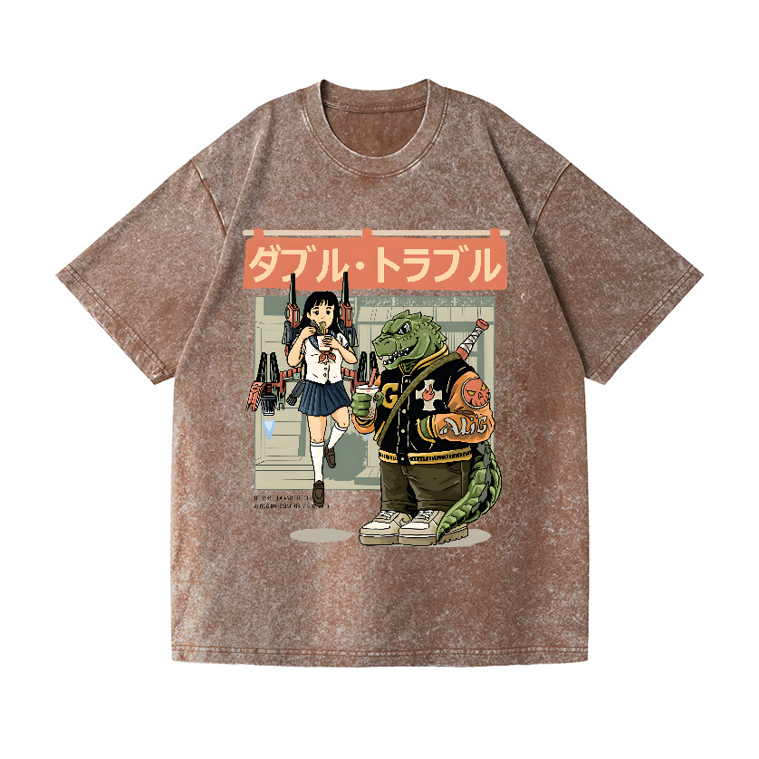 Kaiju Vintage Wash Japanese Design T-Shirt