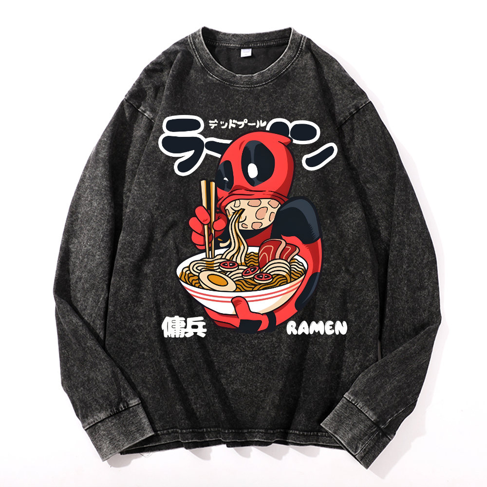 Hero Ramen Vintage Cotton Wash Long-sleeve T-shirt