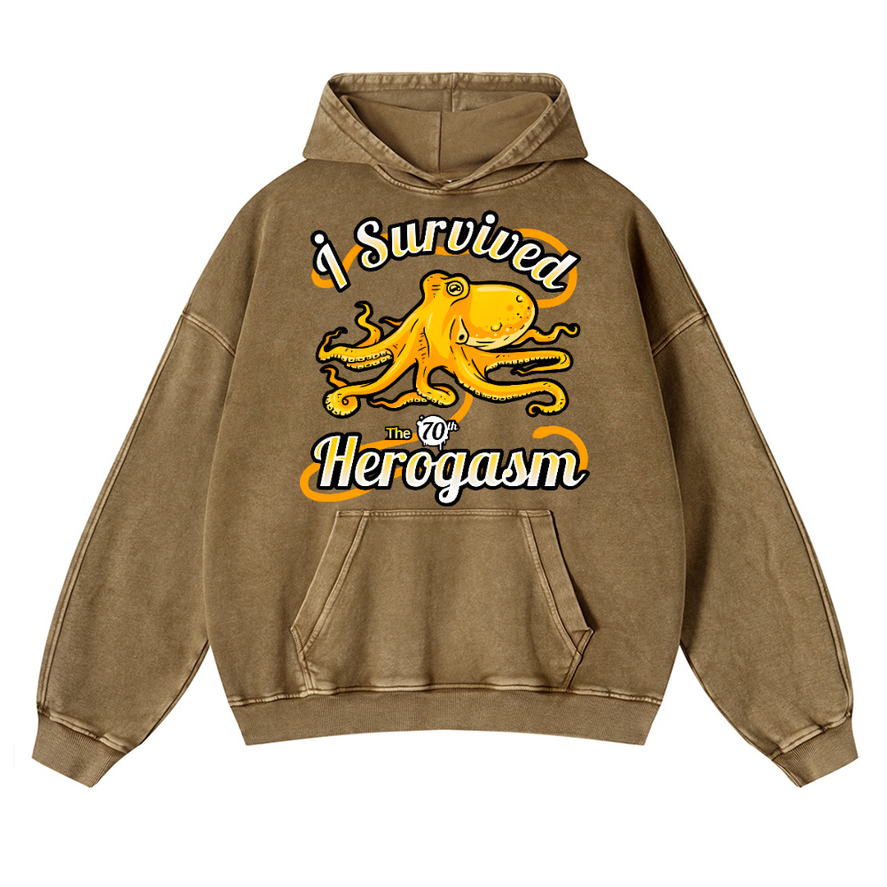 Octopus Vintage Washed Thick Cotton Hoodie