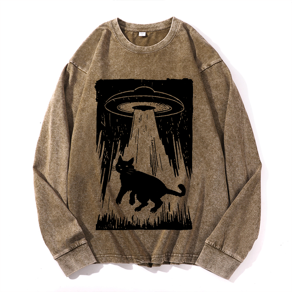 Vintage Cotton Wash Crewneck Long-Sleeve T-Shirt