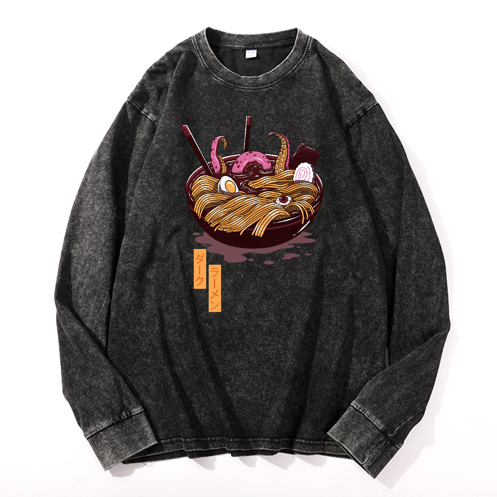 Ramen Vintage Cotton Wash Crewneck Long-Sleeve T-Shirt