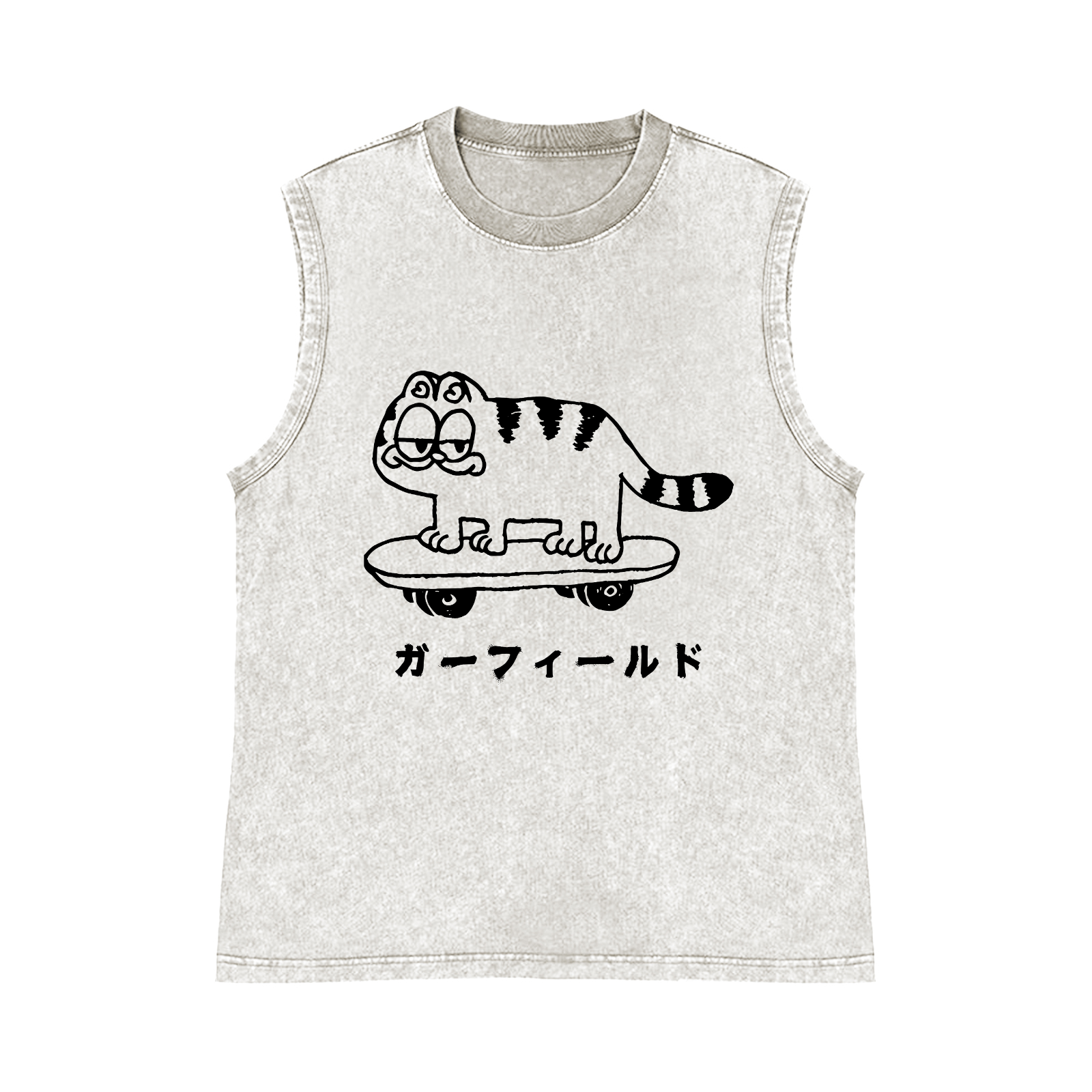 Garfield Cat Pure Cotton Wash-Dyed Sleeveless Tank Top