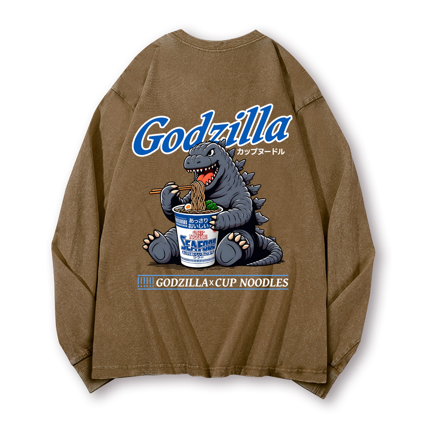 Cup Noodles Kaiju Vintage Washed Cotton Back Art Long-sleeve T-shirt