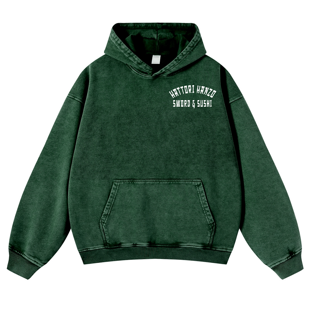 Hattori Hanzo Komainu Vintage Washed Cotton Back Art Hoodie