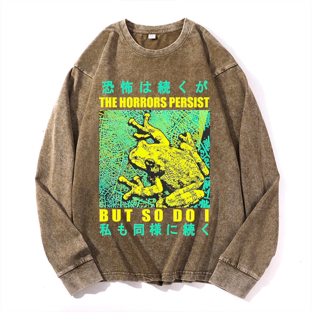 Vintage Cotton Wash Crewneck Long-Sleeve T-Shirt
