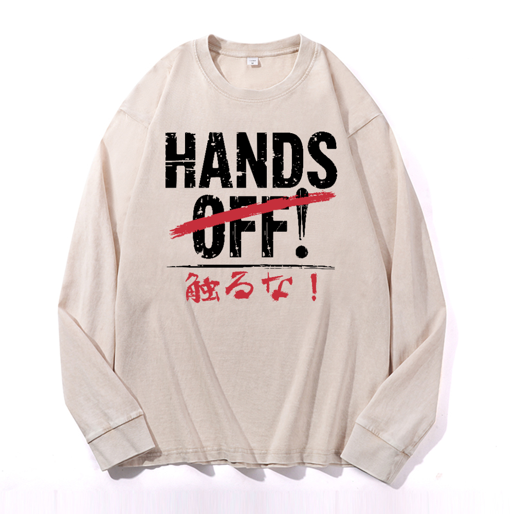 Hands Off Vintage Cotton Wash Long-sleeve T-shirt