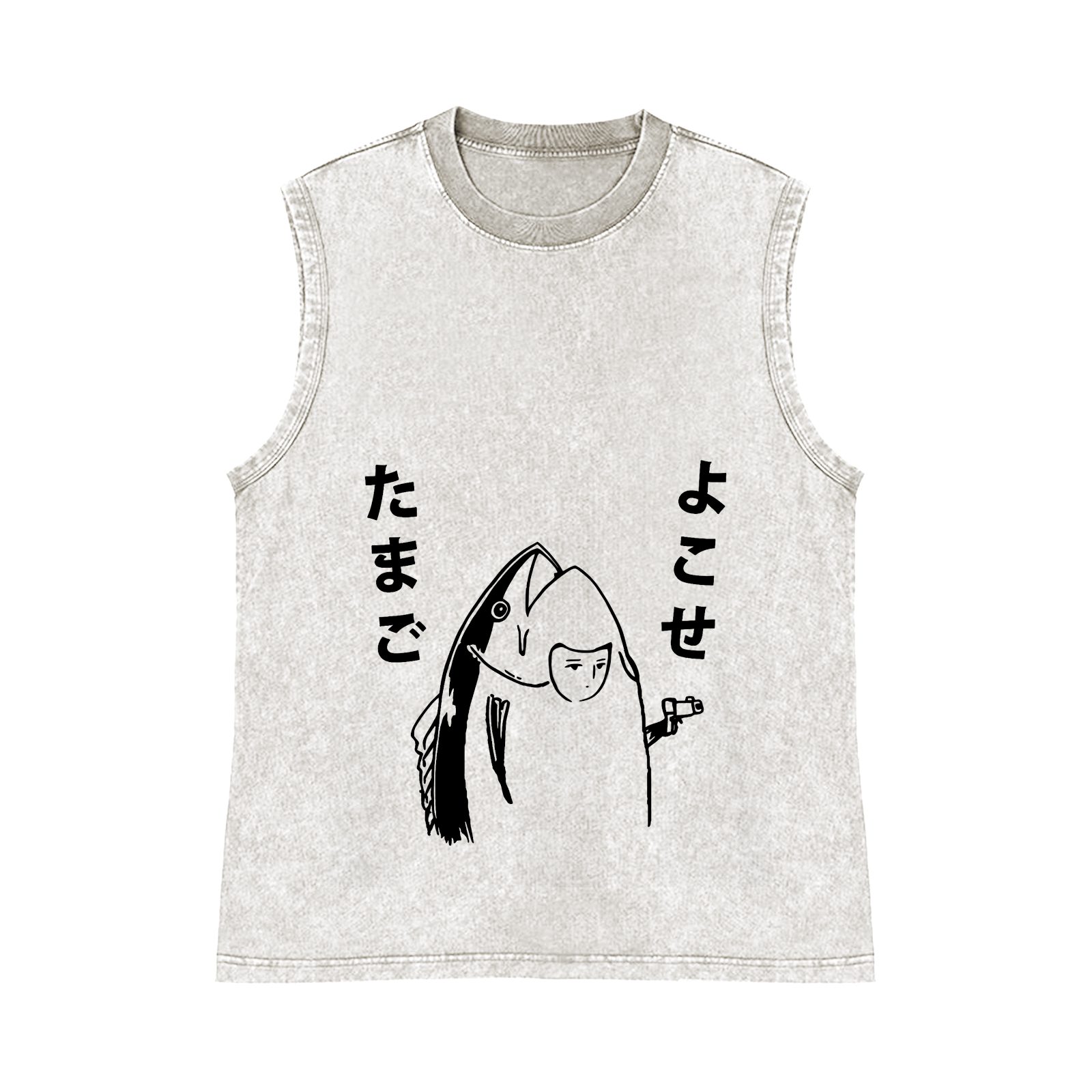 Takoyaki and Ramen Pure Cotton Wash-Dyed Sleeveless Tank Top