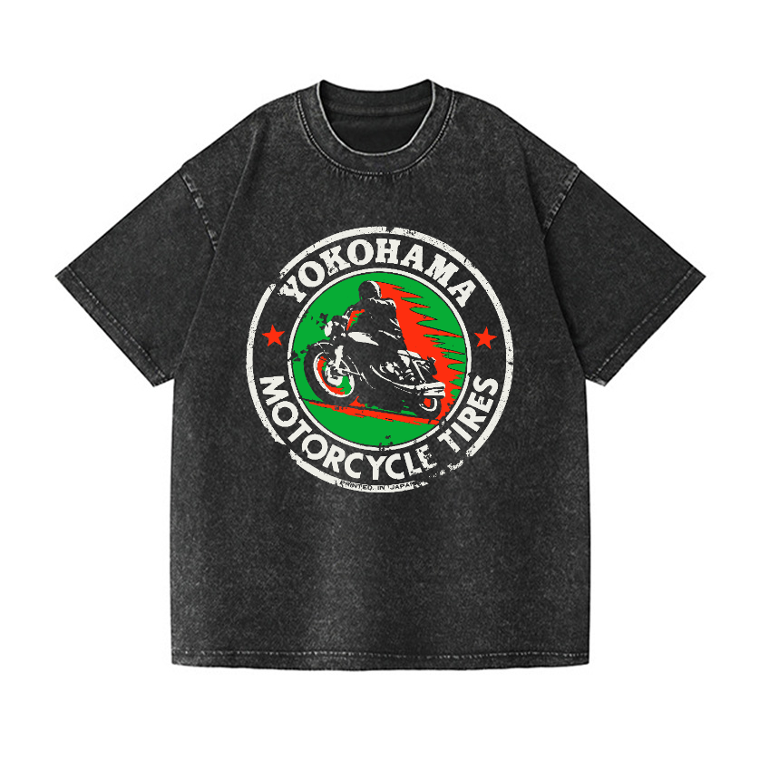Yokohama Motorcycle Bike Vintage Wash Japanese Design T-Shirt