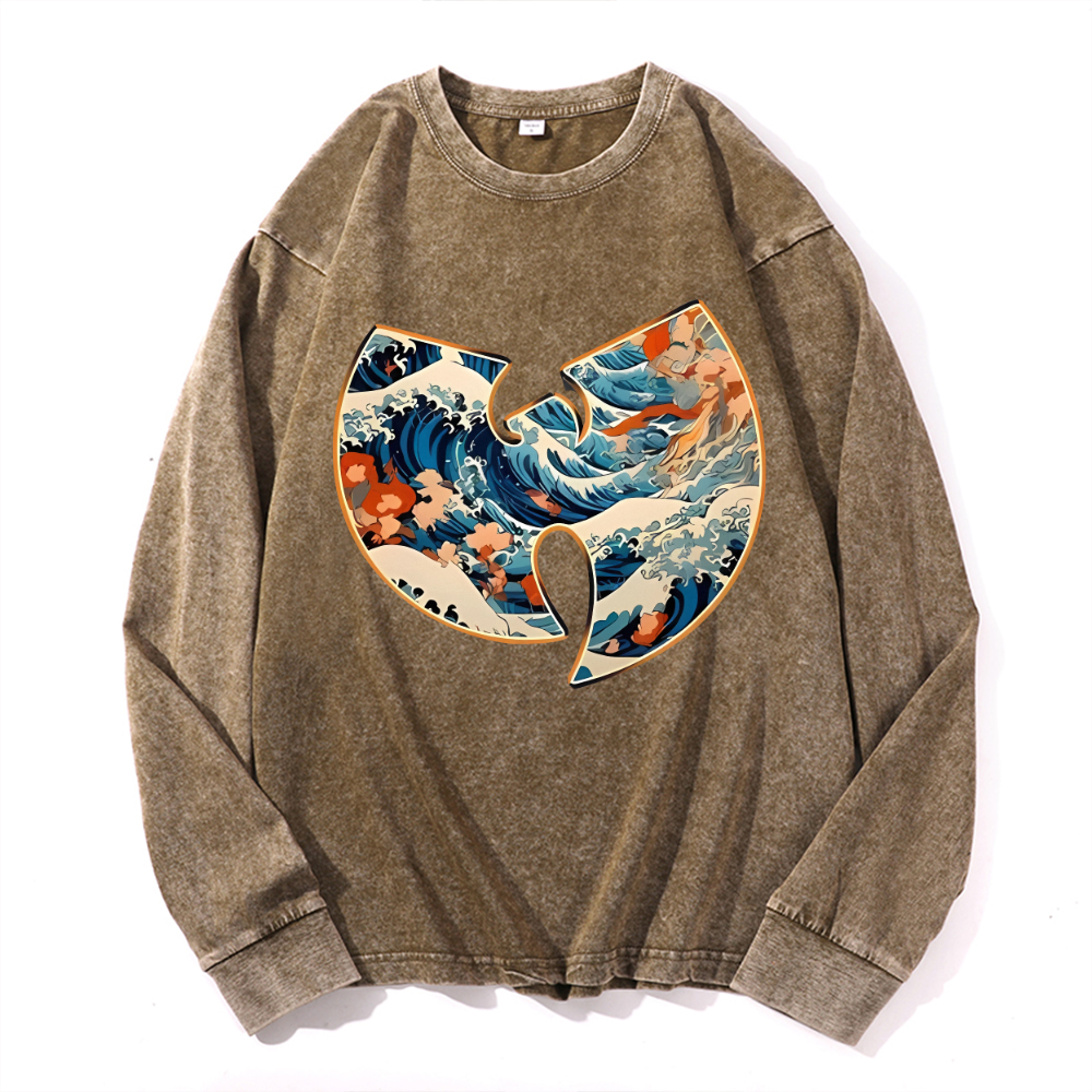 Vintage Cotton Wash Crewneck Long-Sleeve T-Shirt