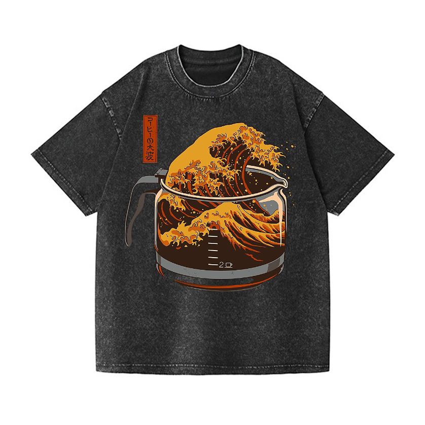 The Great Wave off Kanagawa Vintage Wash Japanese Design T-Shirt
