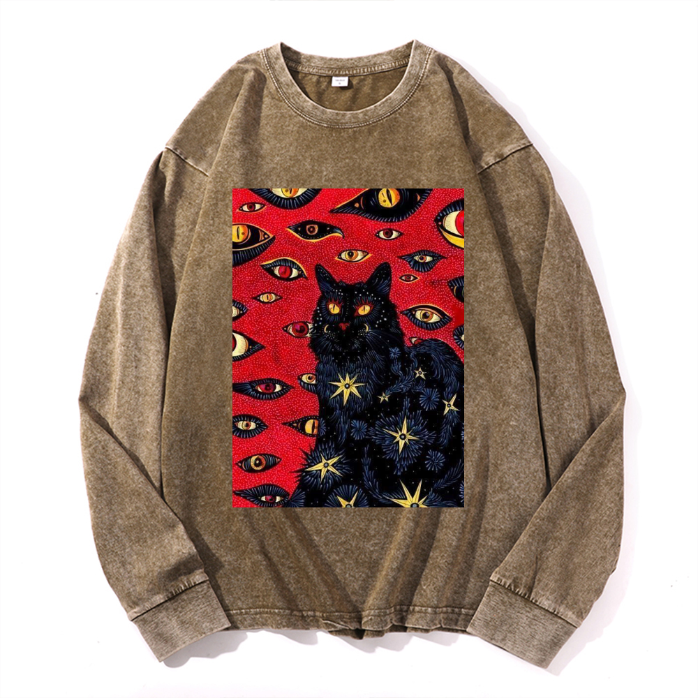 Vintage Cotton Wash Crewneck Long-Sleeve T-Shirt