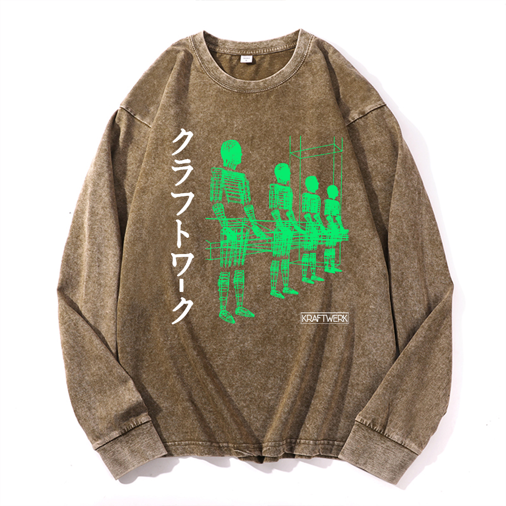 KRAFTWERK Vintage Cotton Wash Long-sleeve T-shirt