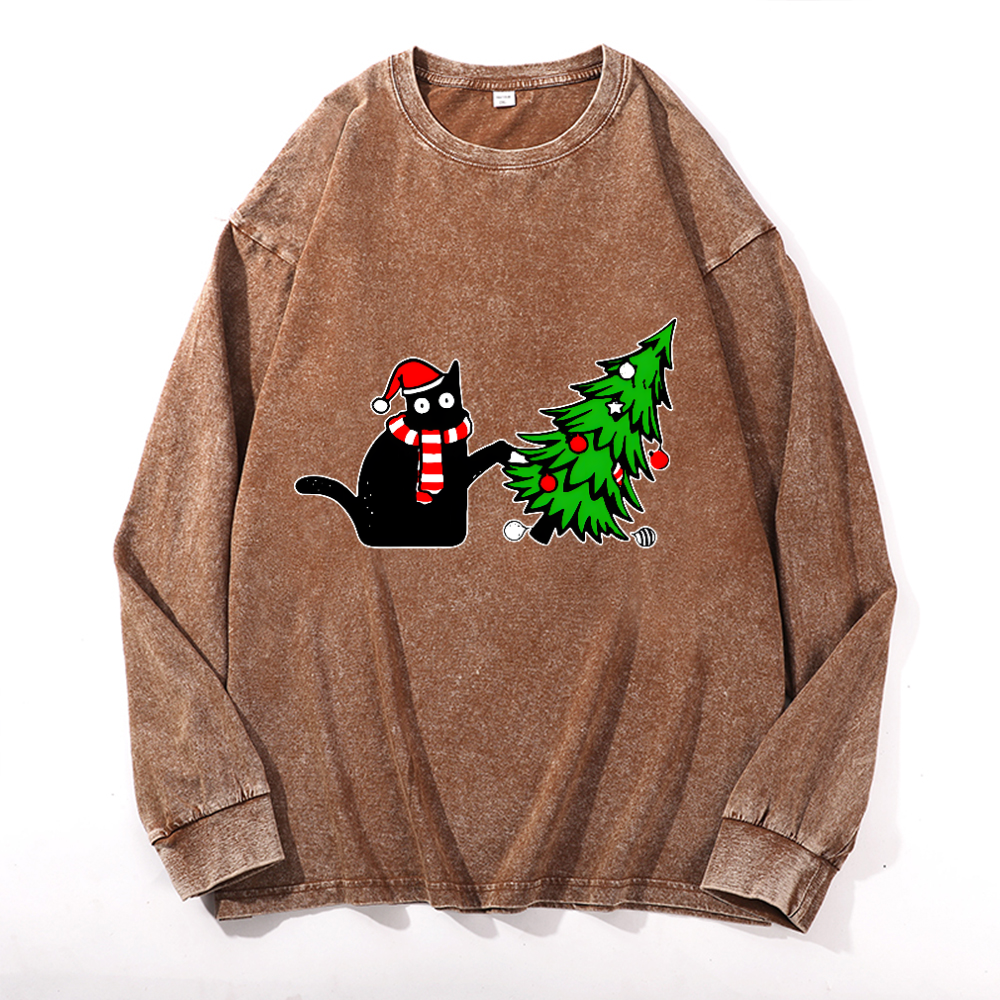 Vintage Cotton Wash Crewneck Long-Sleeve T-Shirt