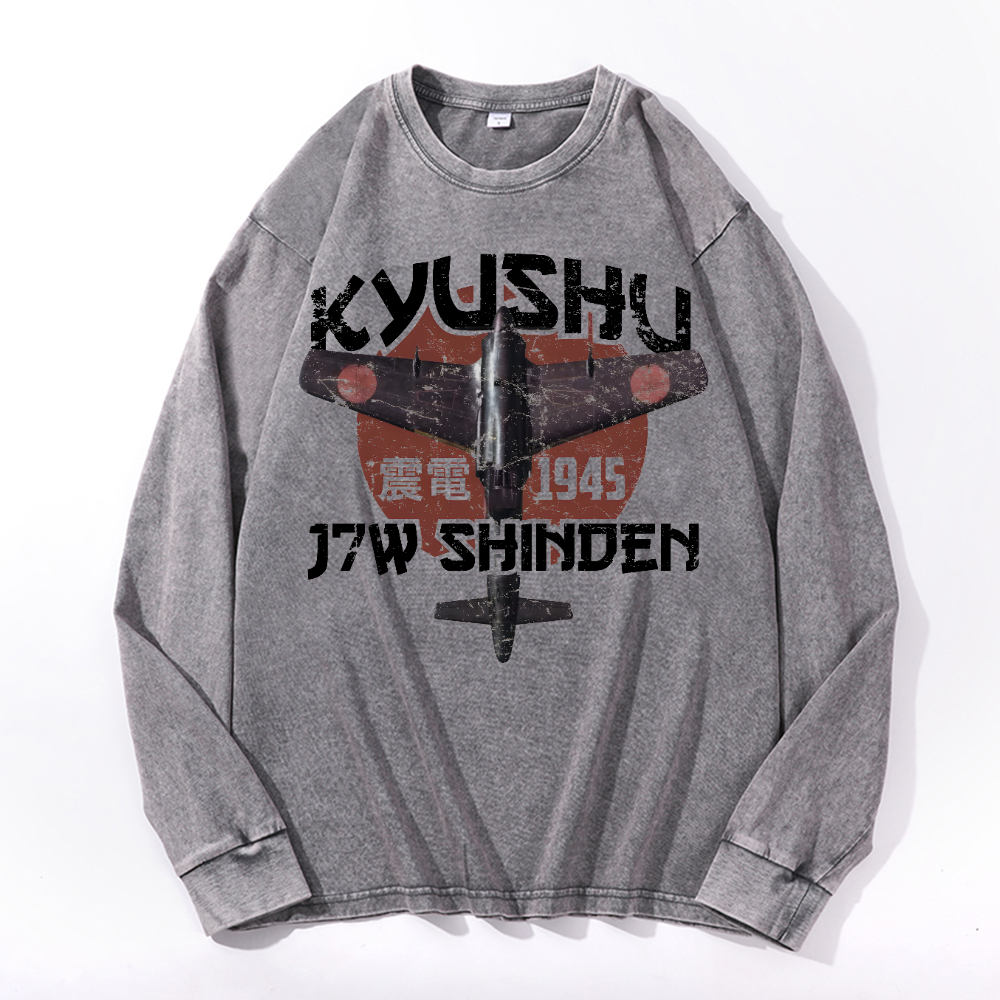 Kyushu J7W Shinden Fighter Vintage Cotton Wash Long-sleeve T-shirt