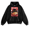 Cat Ramen Vintage Washed Thick Cotton Hoodie
