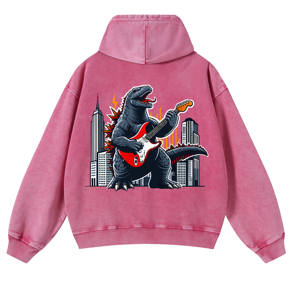 Rock Kaiju Vintage Washed Cotton Back Art Hoodie