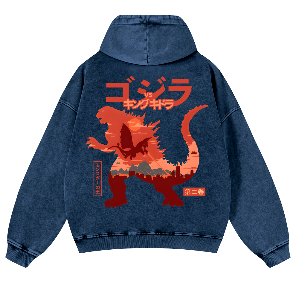 Kaiju Vintage Washed Cotton Back Art Hoodie