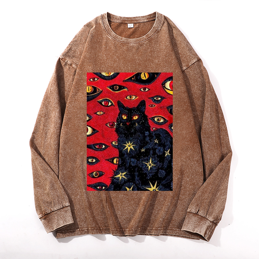 Vintage Cotton Wash Crewneck Long-Sleeve T-Shirt