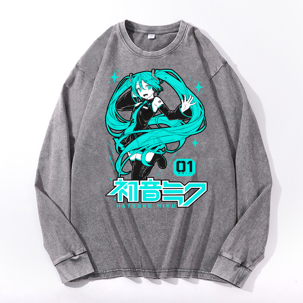 Hatsune Miku Vintage Cotton Wash Long-sleeve T-shirt