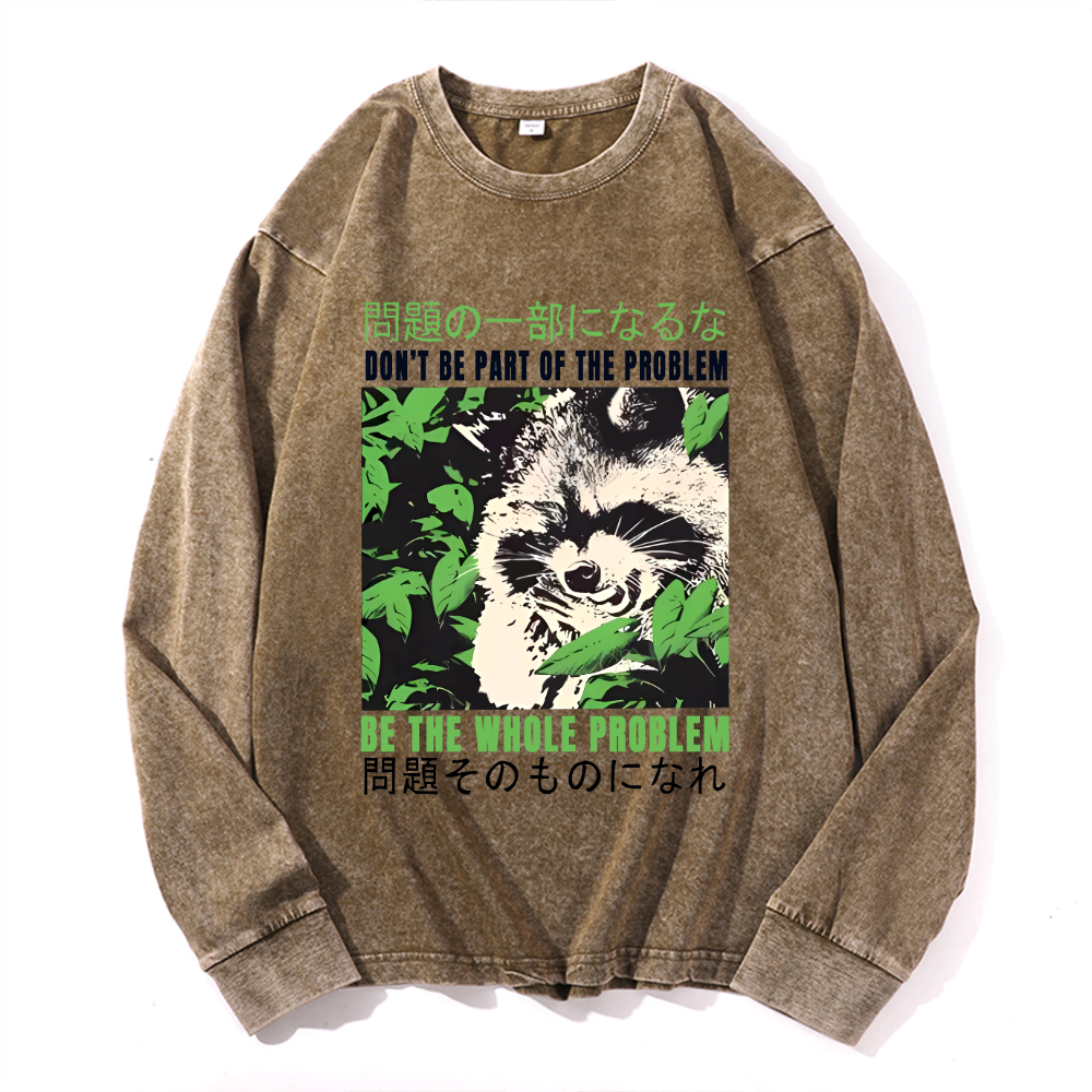 Vintage Cotton Wash Crewneck Long-Sleeve T-Shirt