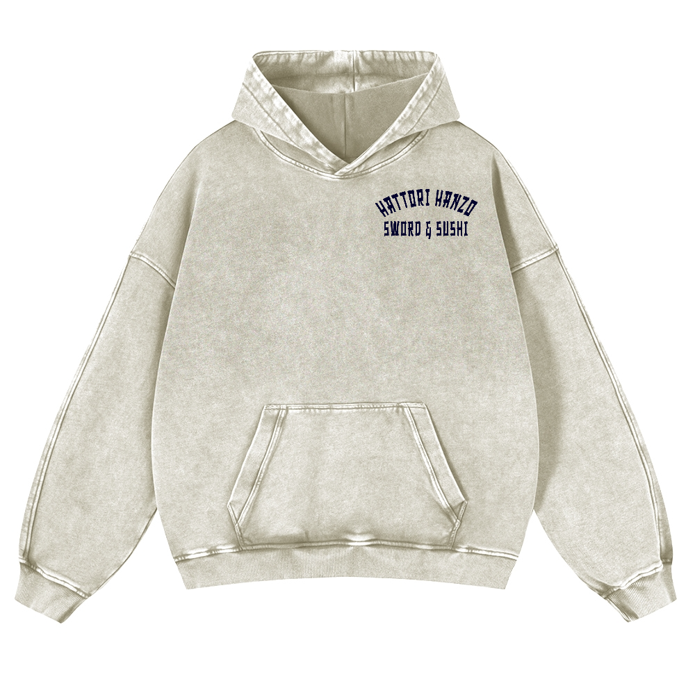 Hattori Hanzo Komainu Vintage Washed Cotton Back Art Hoodie