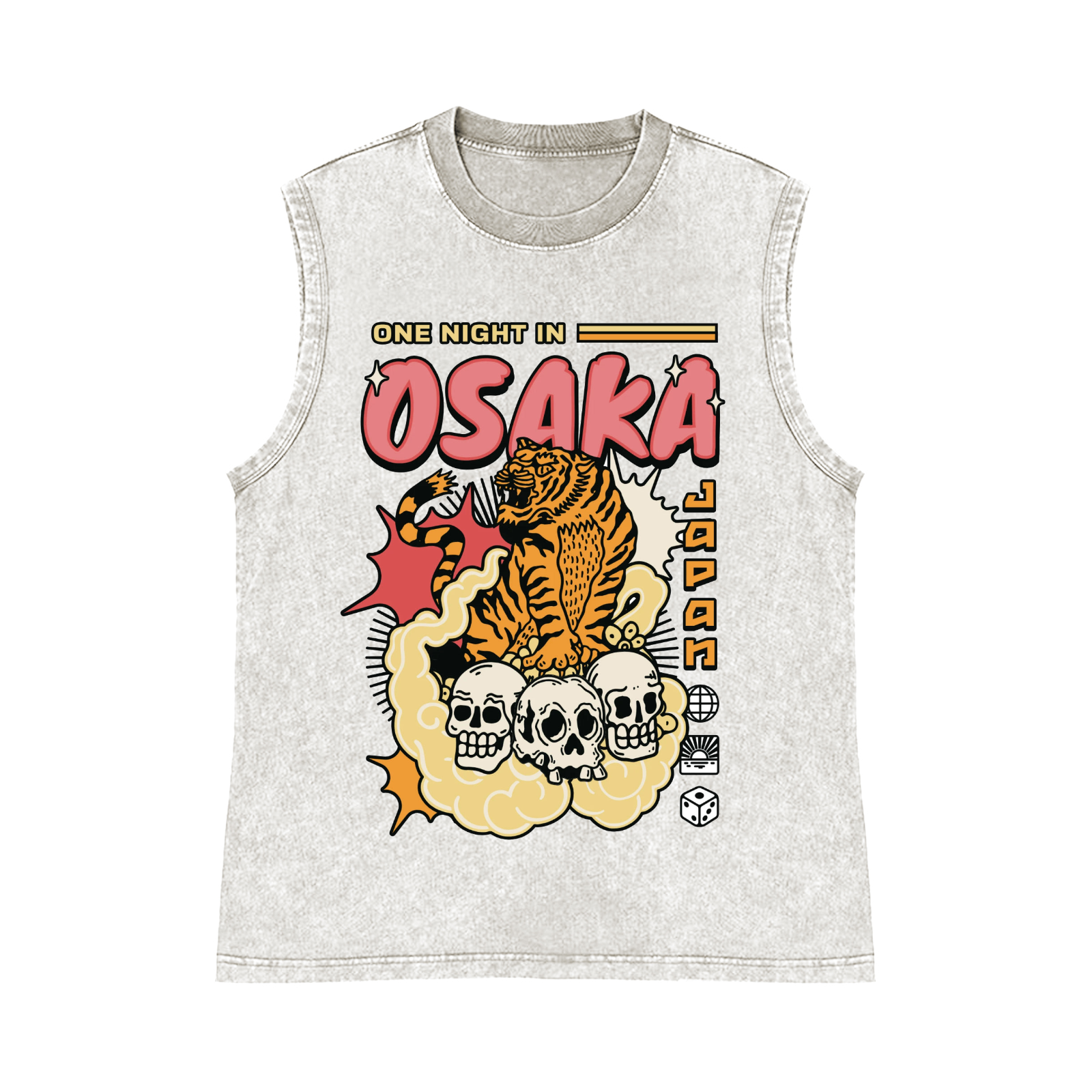 One Night in OSAKA Pure Cotton Wash-Dyed Sleeveless Tank Top
