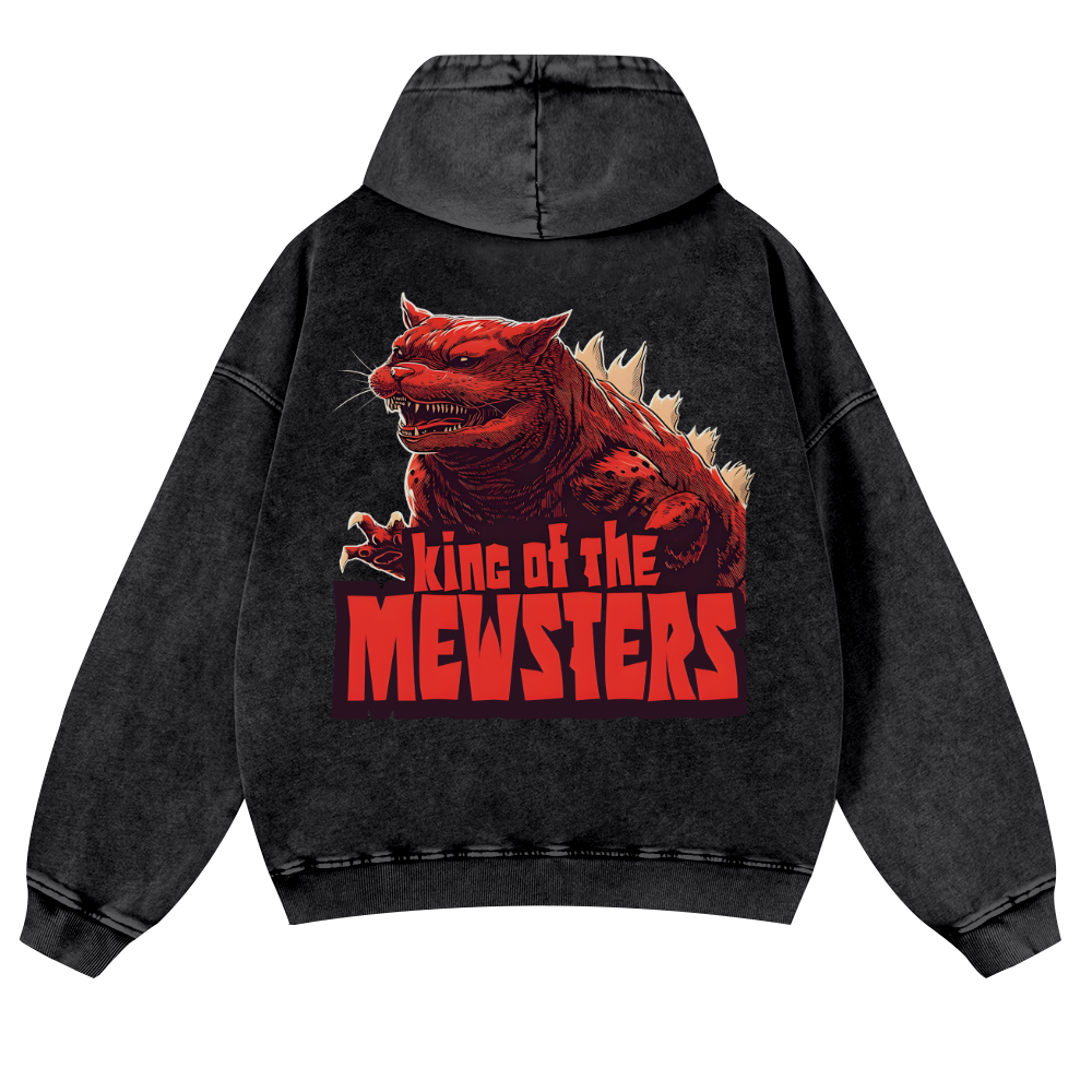 Catzilla Cat Kaiju Vintage Washed Cotton Back Art Hoodie