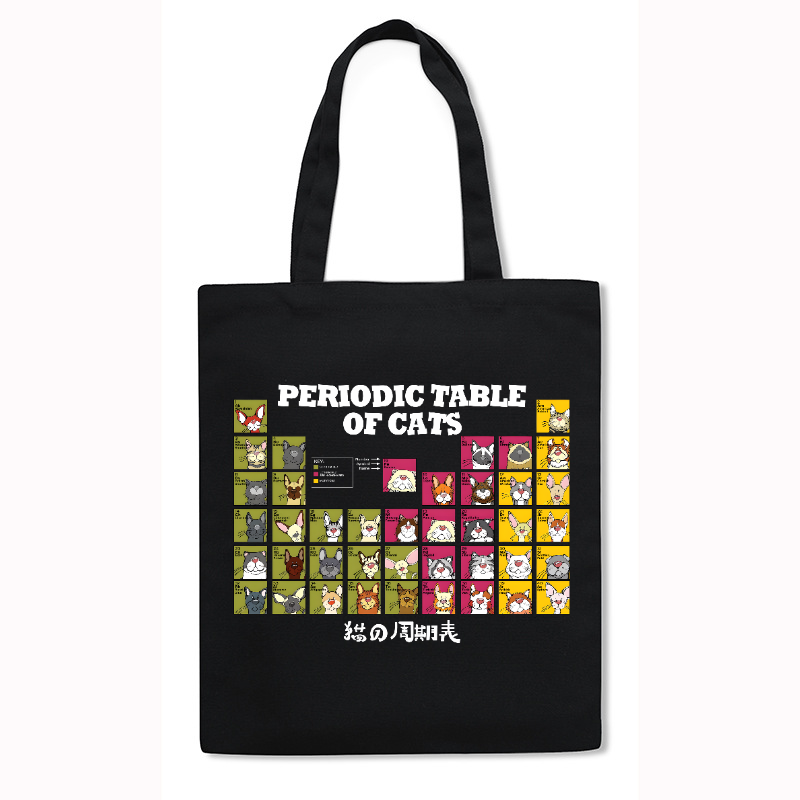 Periodic Table of Cats Japanese Style Canvas Tote Bag