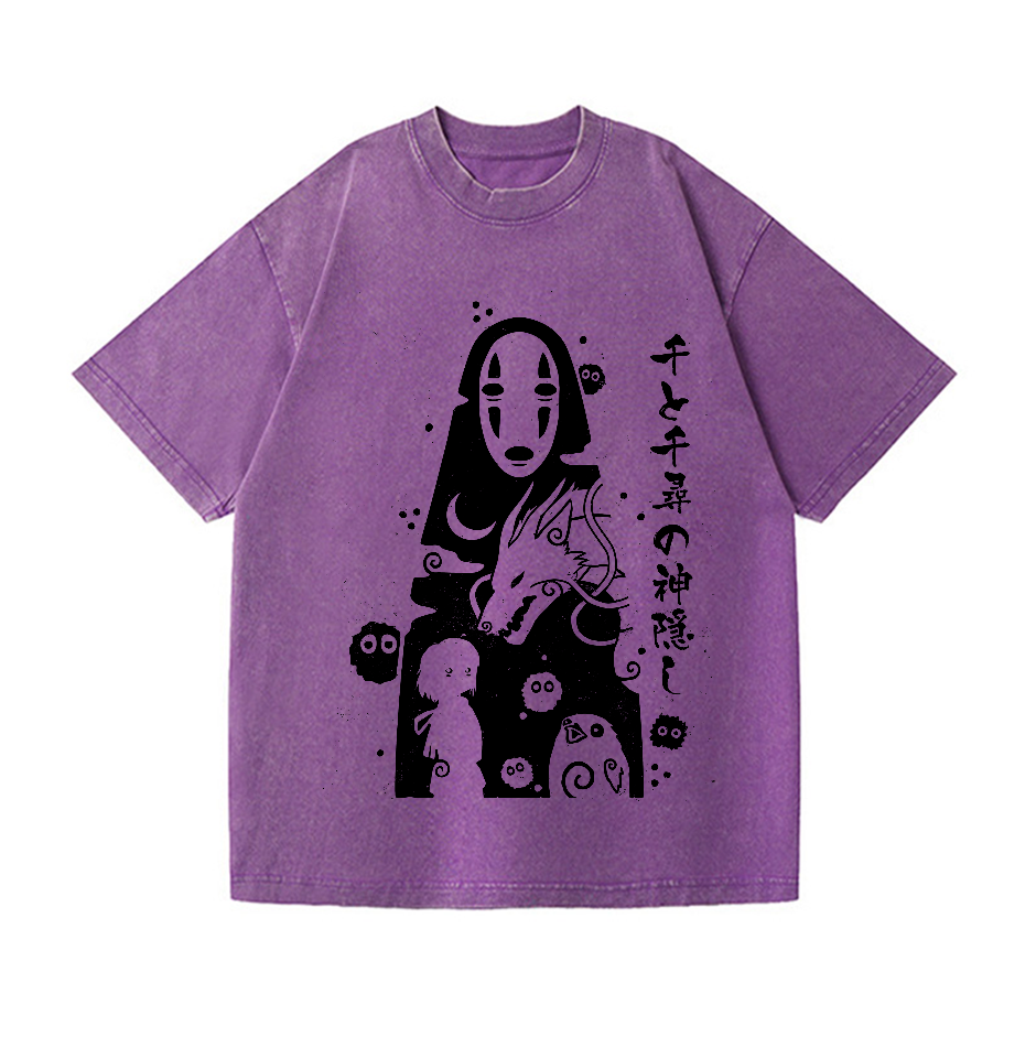 Ghibli Spirit Away No Face Kaonashi Vintage Wash Japanese Design T-Shirt