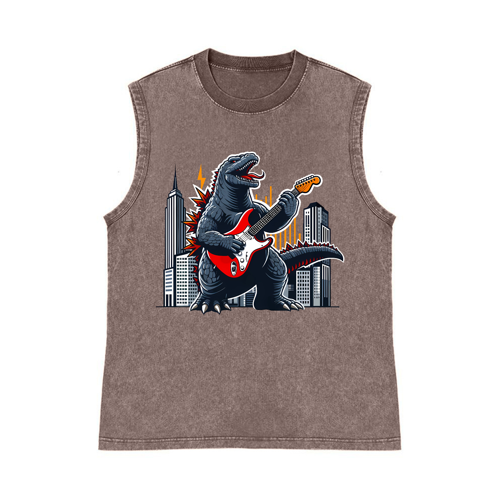 Rock Kaiju Pure Cotton Wash-Dyed Sleeveless Tank Top