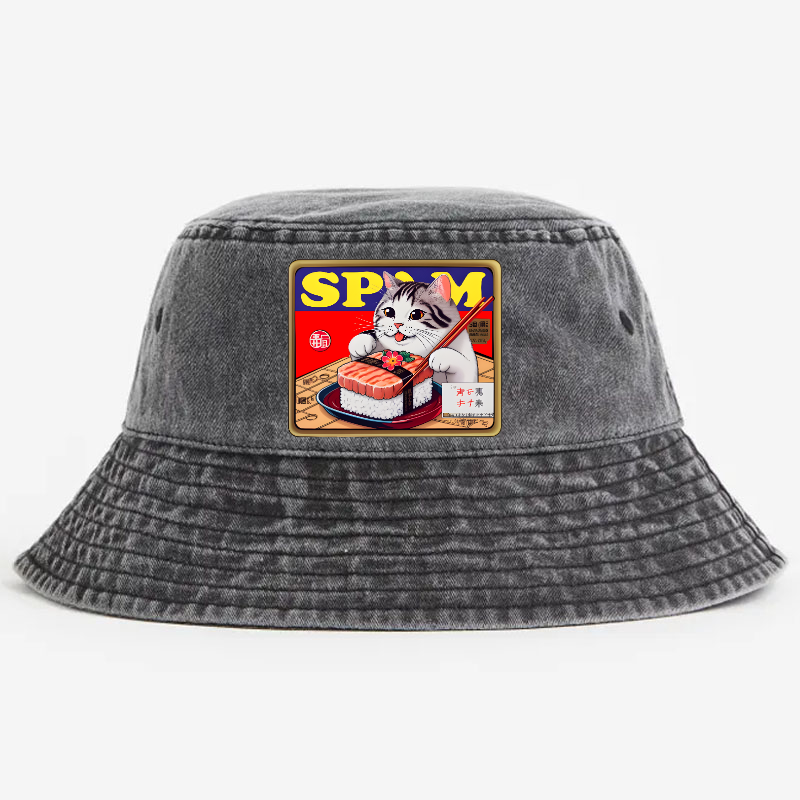 Spam SuShi Cat Vintage 100% Cotton Bucket Hat