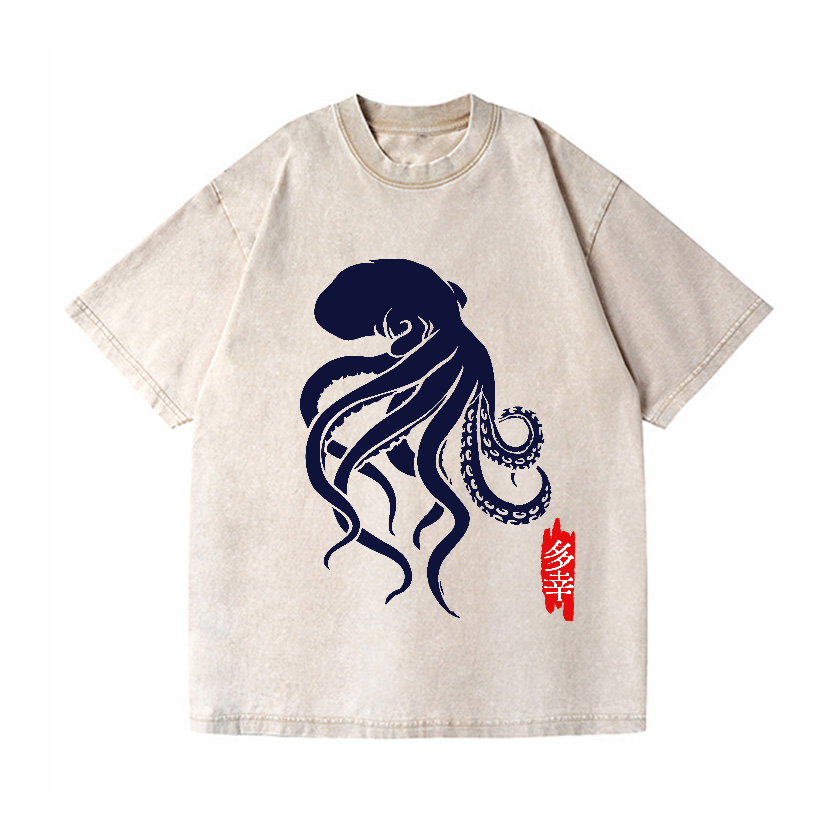 Octopus Vintage Wash Japanese Design T-Shirt