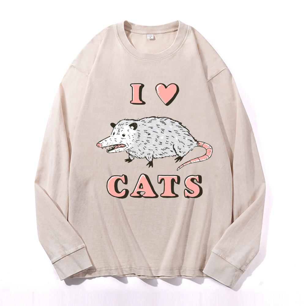 Vintage Cotton Wash Crewneck Long-Sleeve T-Shirt