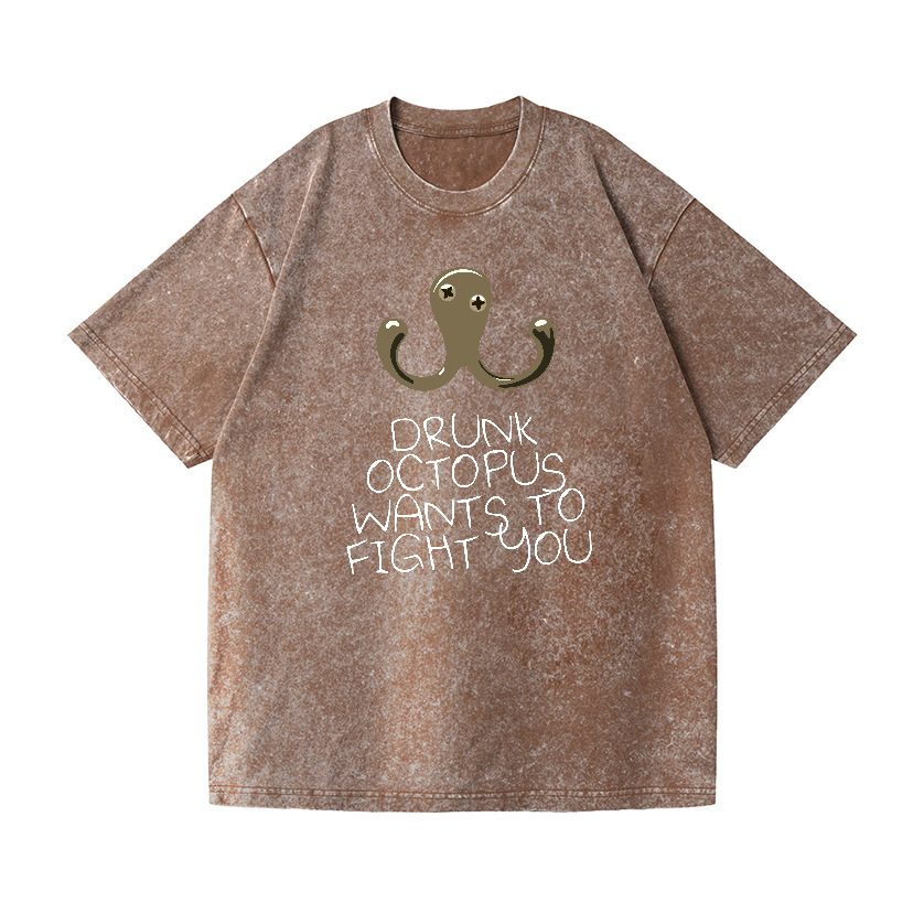 Drunken Octopus Vintage Wash Japanese Design T-Shirt