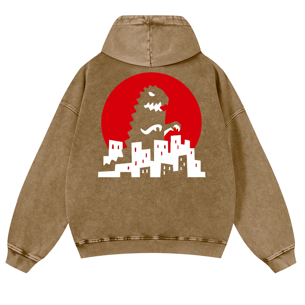 Kaiju Vintage Washed Cotton Back Art Hoodie
