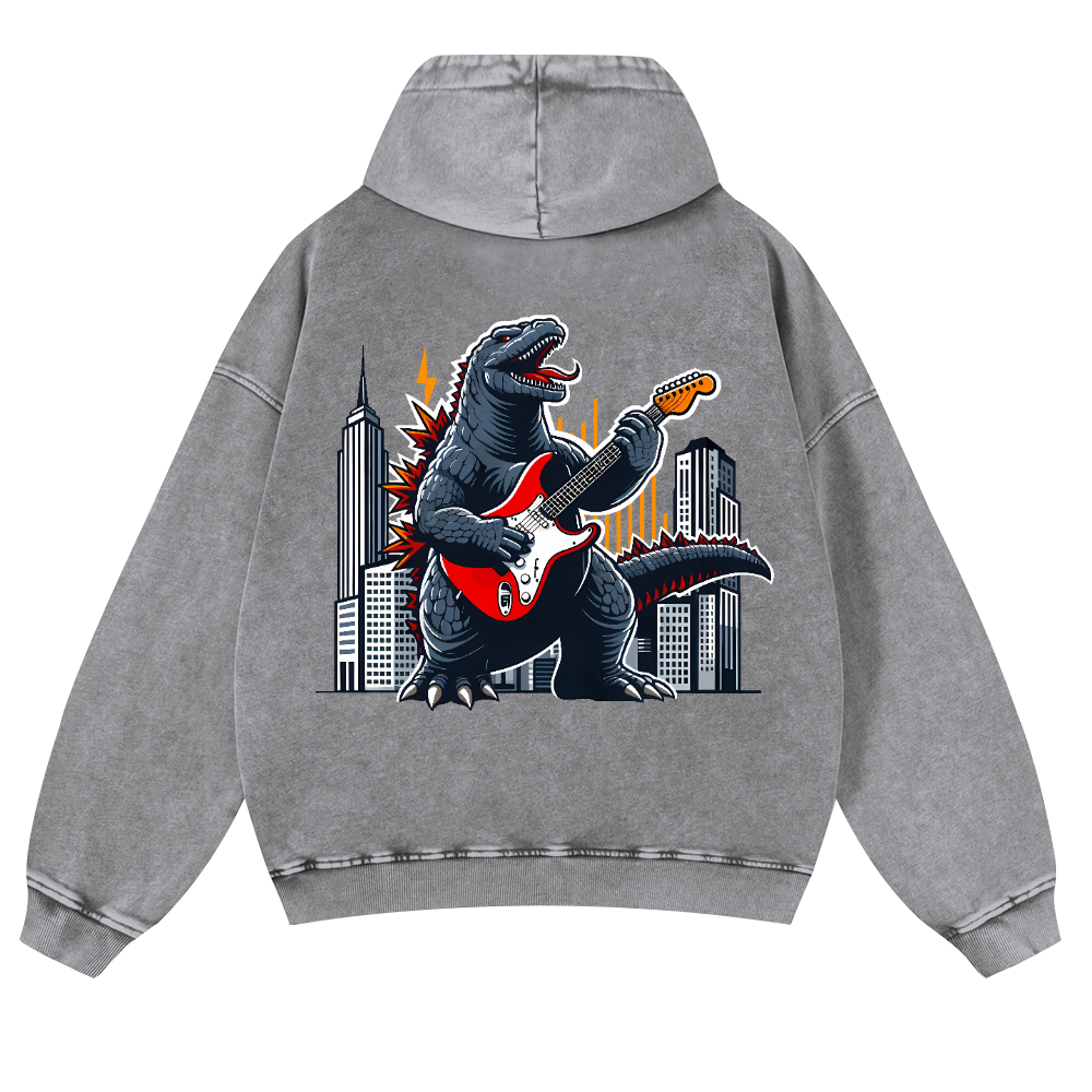 Rock Kaiju Vintage Washed Cotton Back Art Hoodie