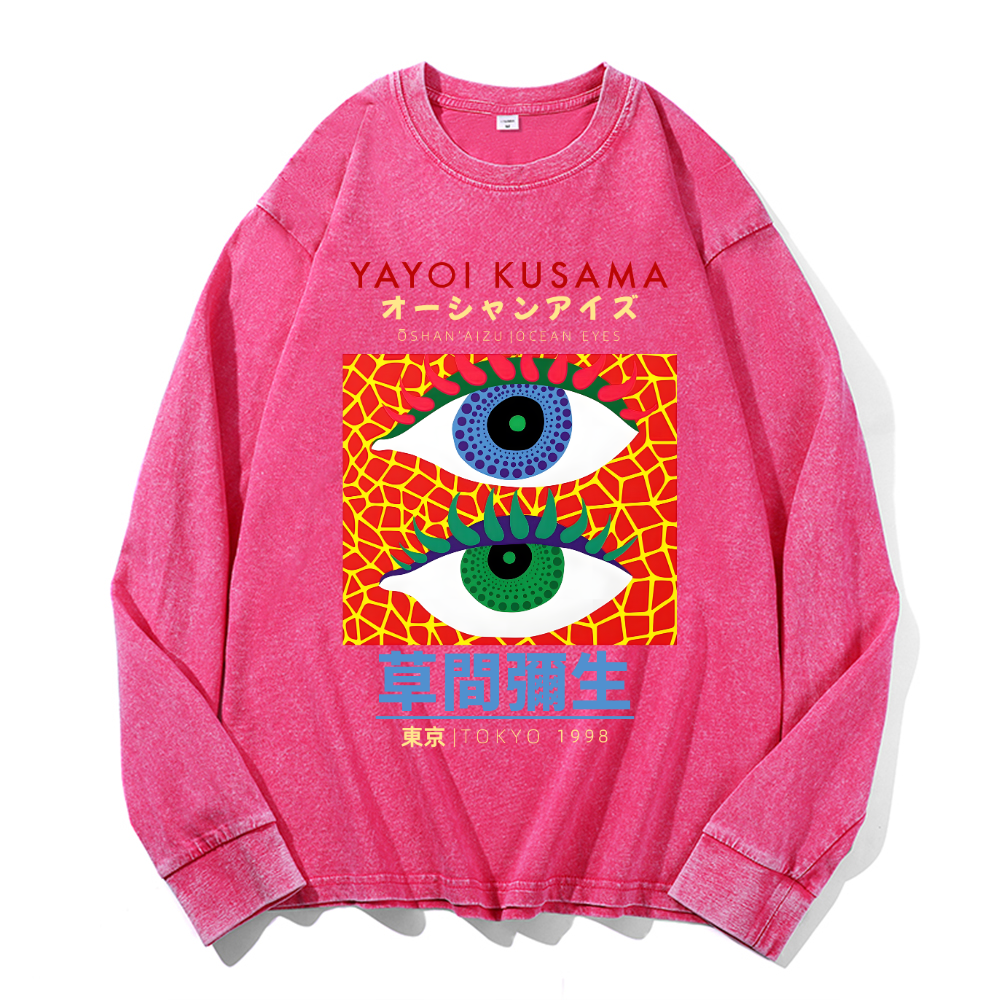 Yayoi Kusama Vintage Cotton Wash Crewneck Long-Sleeve T-Shirt