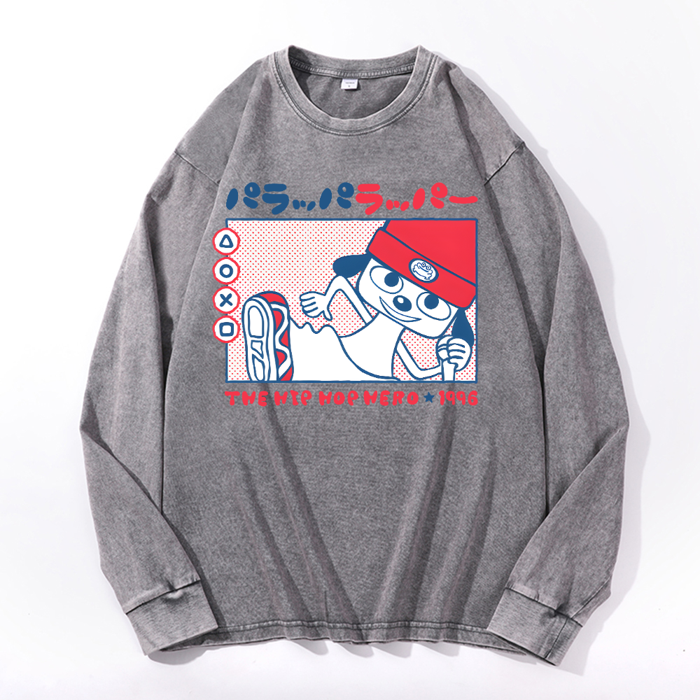 PaRappa the Rapper Vintage Cotton Wash Long-sleeve T-shirt