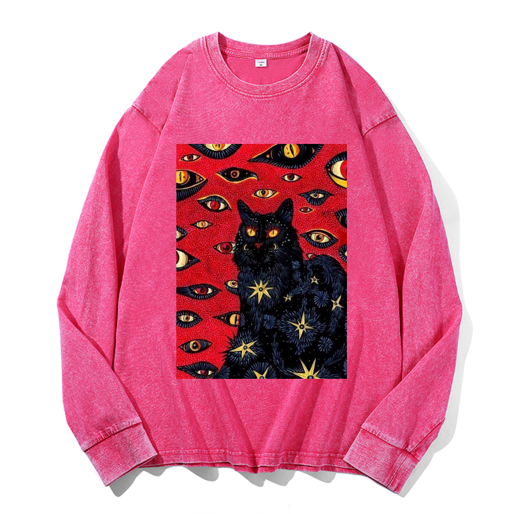 Vintage Cotton Wash Crewneck Long-Sleeve T-Shirt
