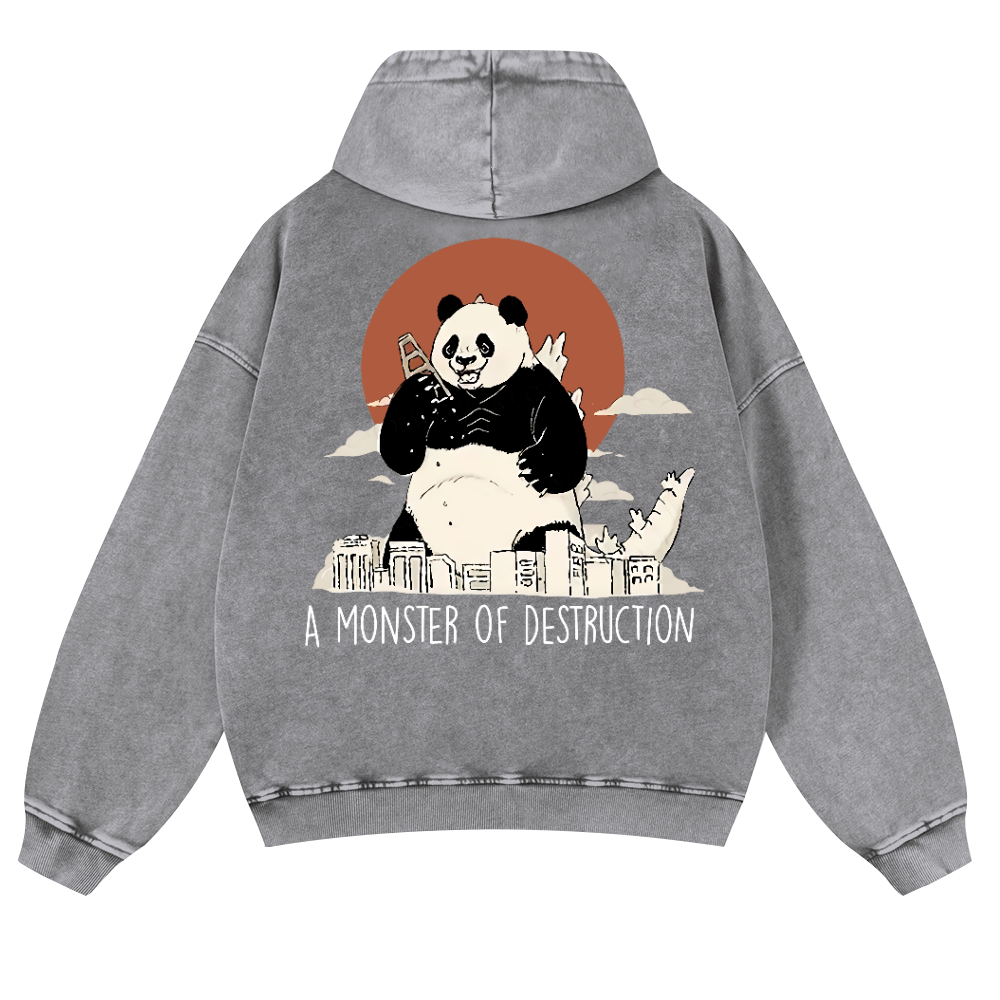 Panda Kaiju Vintage Washed Cotton Back Art Hoodie