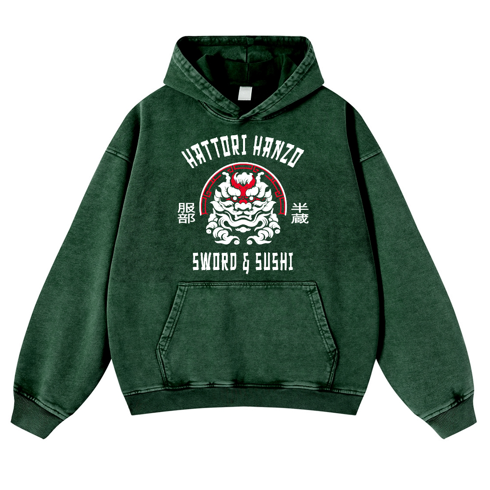Hattori Hanzo Komainu Vintage Washed Thick Cotton Hoodie