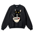 Cat Ramen Vintage Cotton Blend Crewneck Sweatshirt