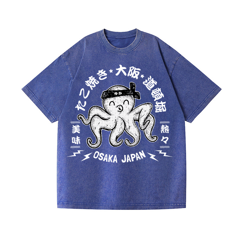 Octopus Takoyaki Osaka Japan Vintage Wash Japanese Design T-Shirt