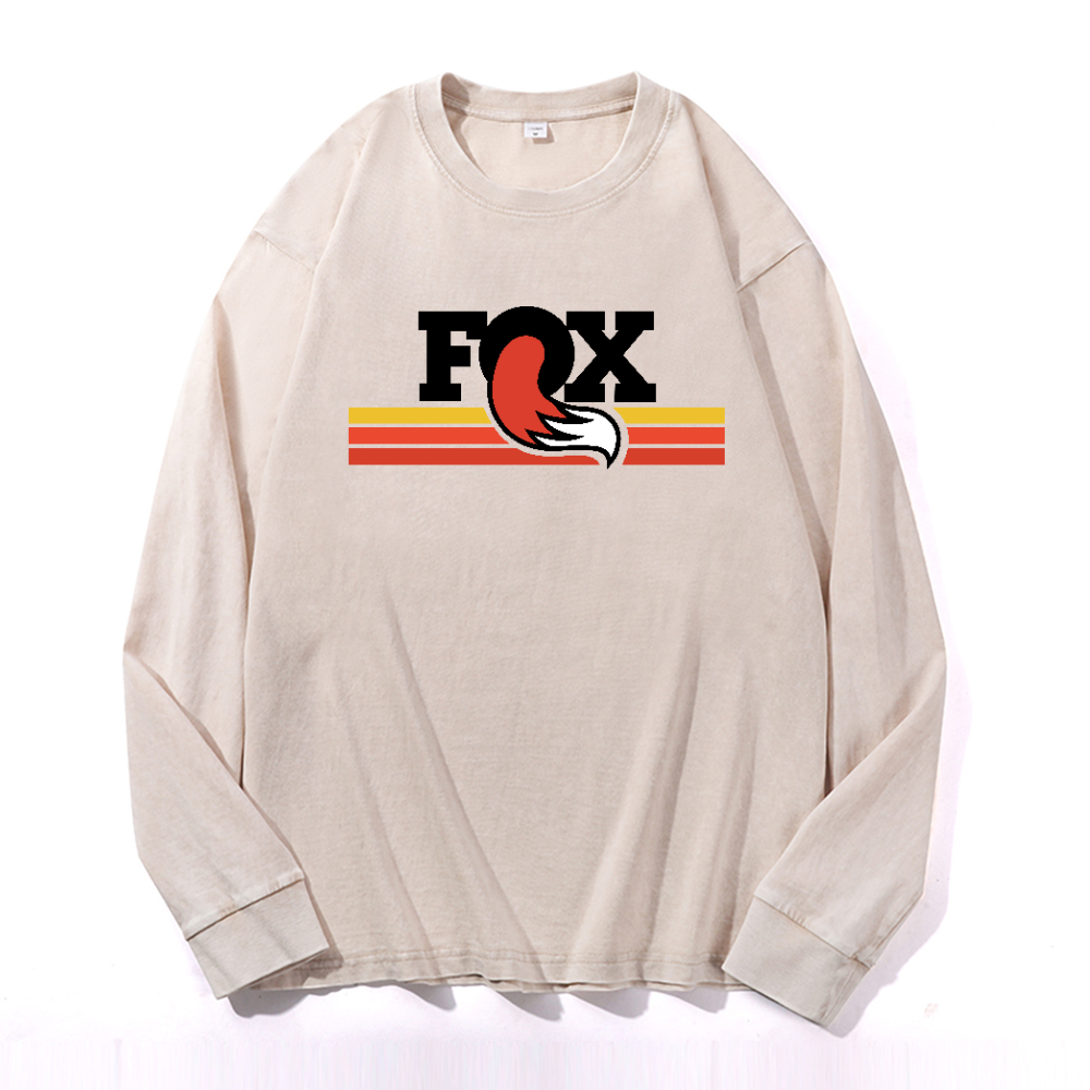 FOX Vintage Cotton Wash Crewneck Long-Sleeve T-Shirt