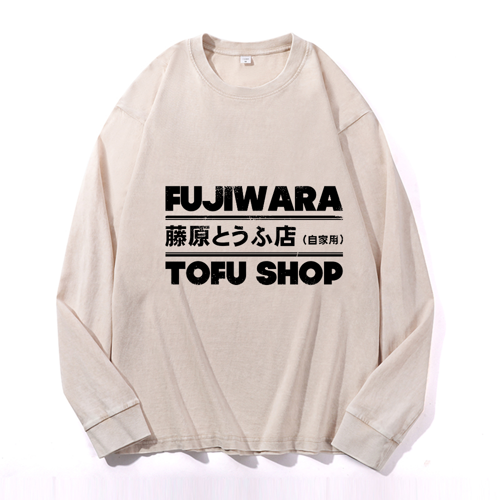 Vintage Cotton Wash Crewneck Long-Sleeve T-Shirt