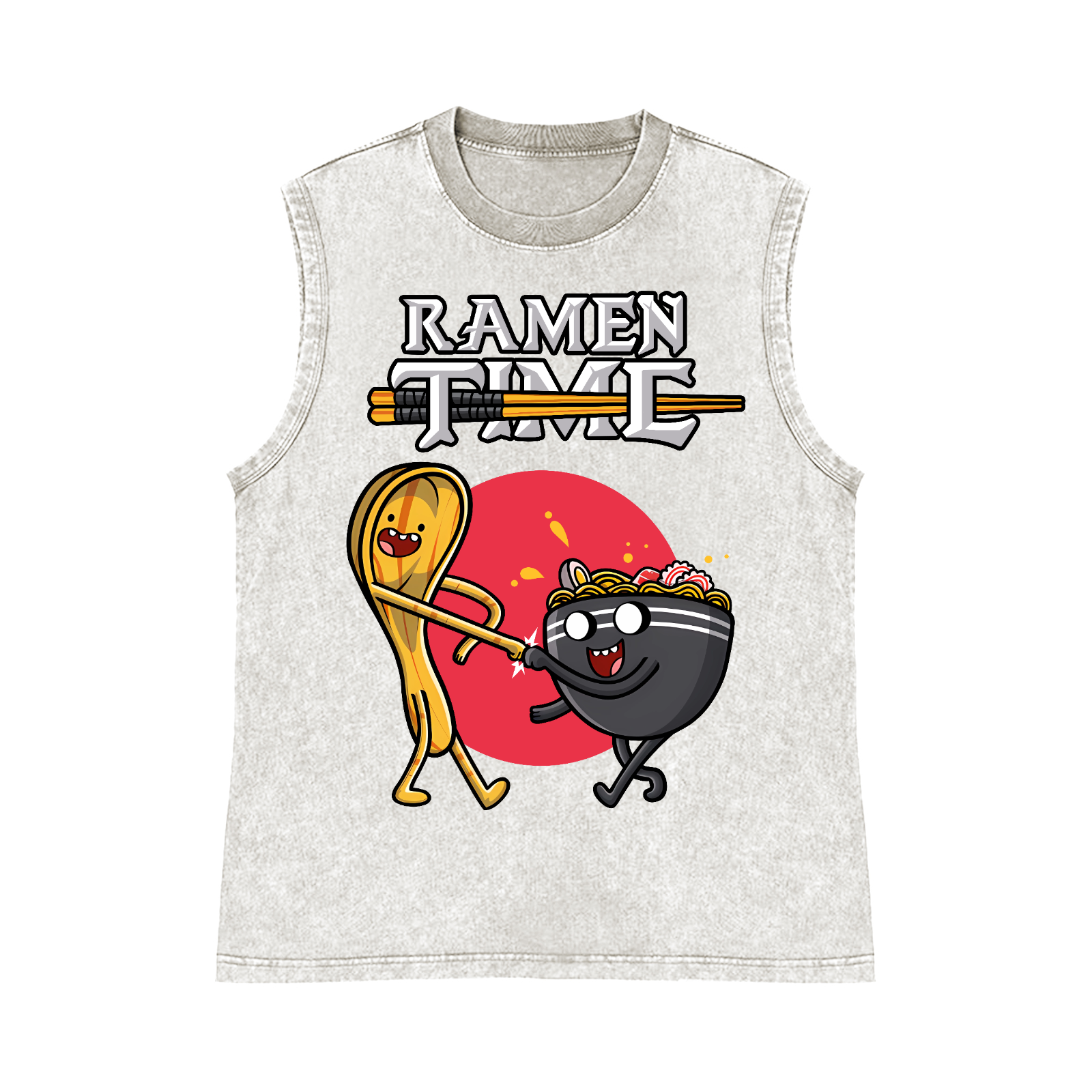 Ramen Pure Cotton Wash-Dyed Sleeveless Tank Top